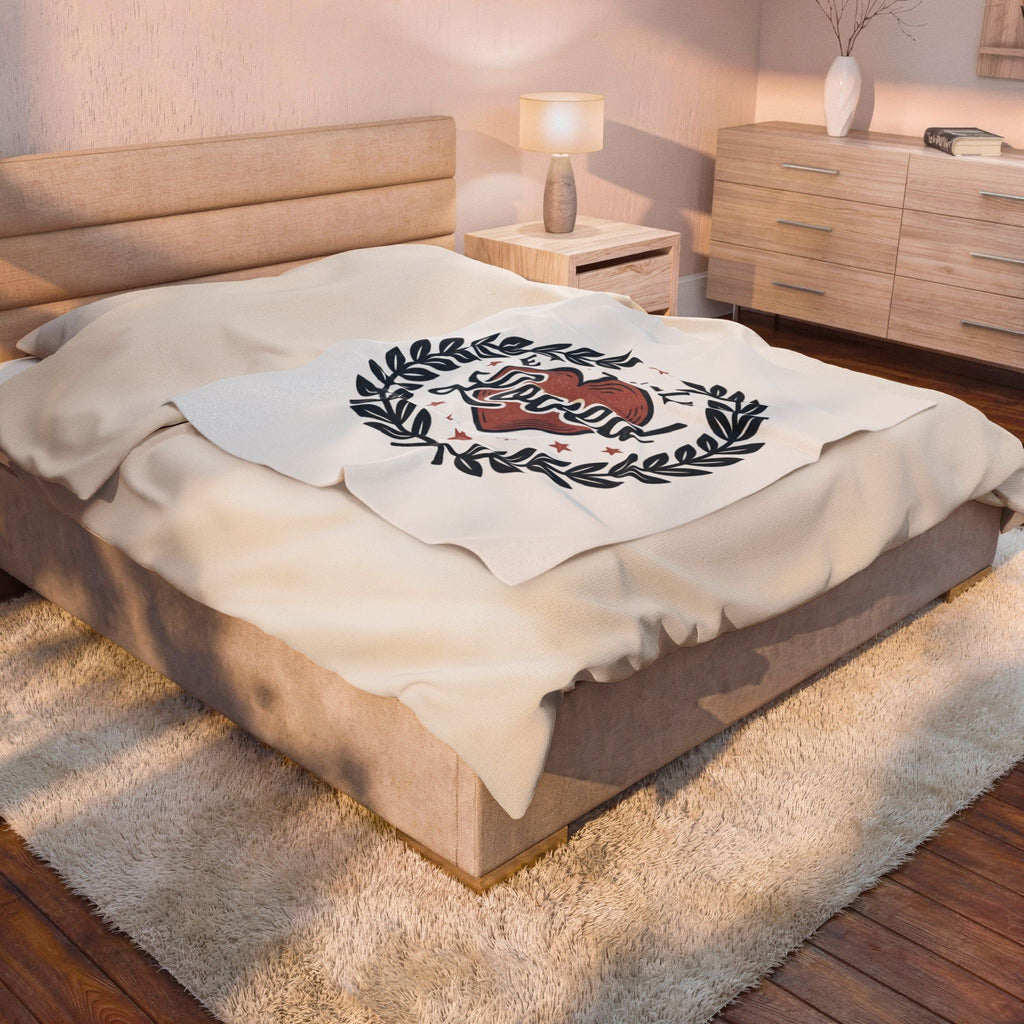 Eternally Loved heart wreath Velveteen Blanket | sentimental cozy throw