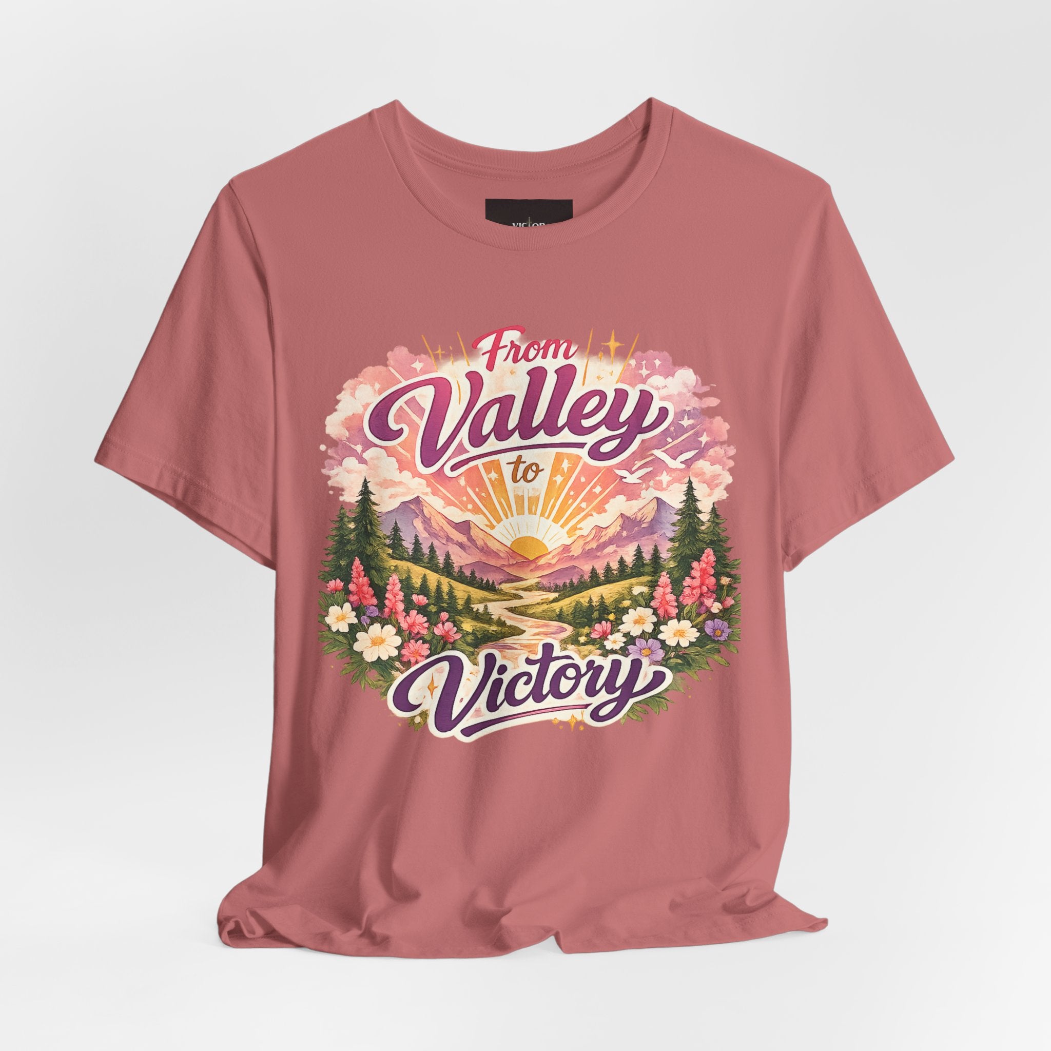 T-Shirt — "From Valley to Victory" Scenic Vintage Mountain Tee